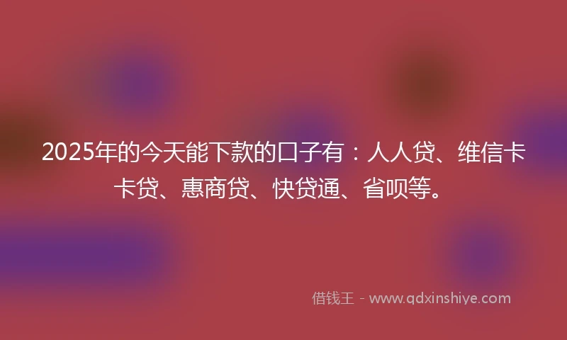 2025年的今天能下款的口子有：人人贷、维信卡卡贷、惠商贷、快贷通、省呗等。