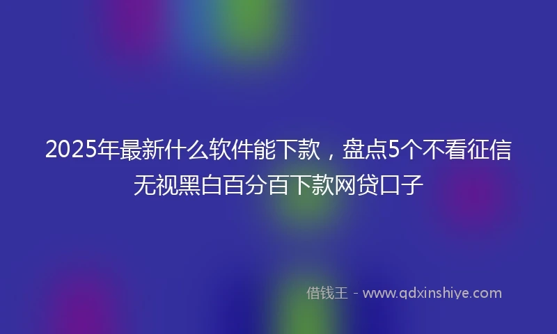 2025年最新什么软件能下款，盘点5个不看征信无视黑白百分百下款网贷口子