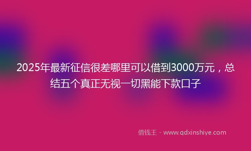 2025年最新征信很差哪里可以借到3000万元，总结五个真正无视一切黑能下款口子