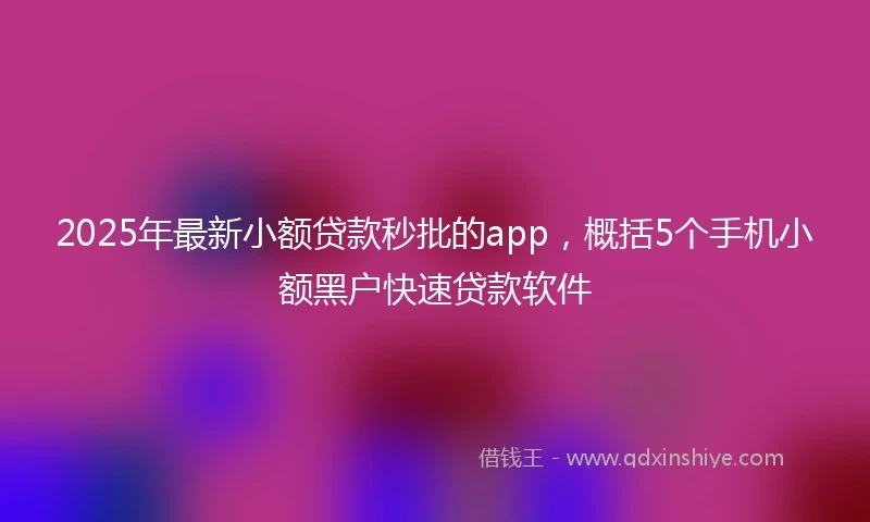 2025年最新小额贷款秒批的app，概括5个手机小额黑户快速贷款软件