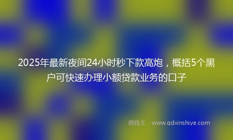 2025年最新夜间24小时秒下款高炮，概括5个黑户可快速办理小额贷款业务的口子
