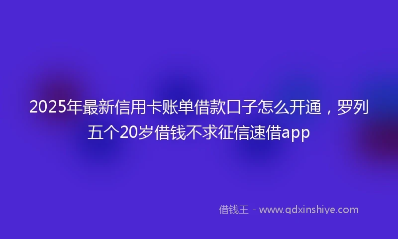 2025年最新信用卡账单借款口子怎么开通，罗列五个20岁借钱不求征信速借app