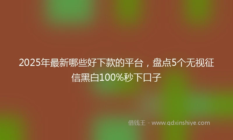 2025年最新哪些好下款的平台，盘点5个无视征信黑白100%秒下口子