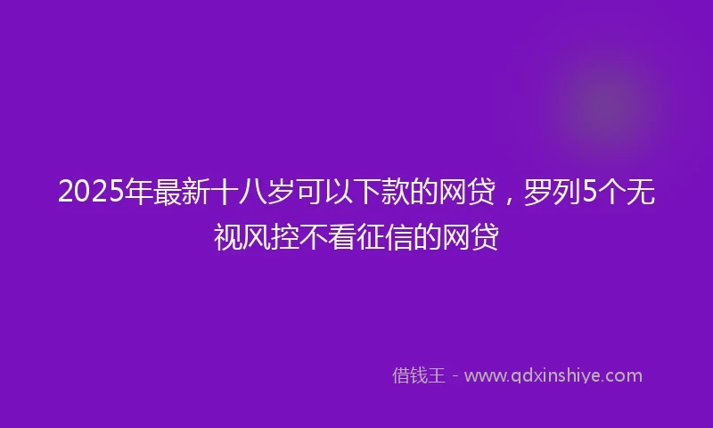 2025年最新十八岁可以下款的网贷，罗列5个无视风控不看征信的网贷