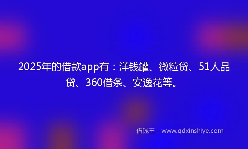 2025年的借款app有：洋钱罐、微粒贷、51人品贷、360借条、安逸花等。
