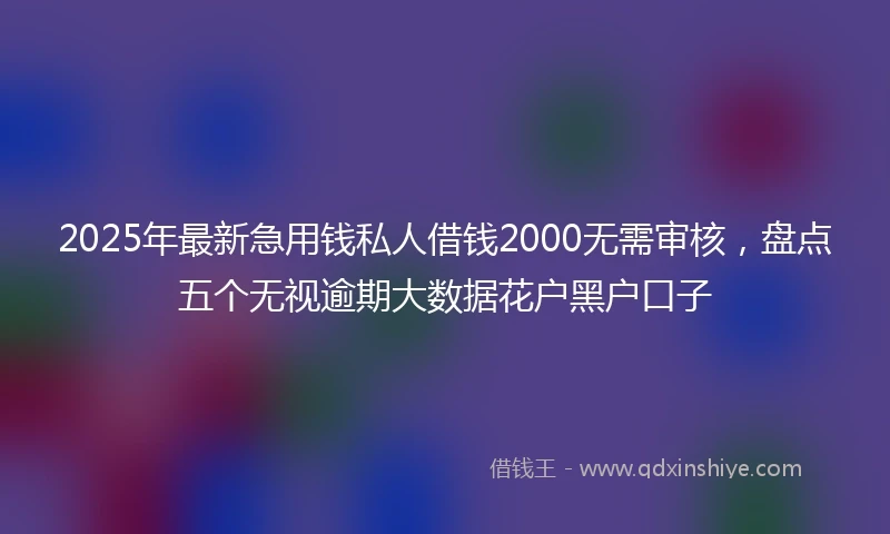 2025年最新急用钱私人借钱2000无需审核，盘点五个无视逾期大数据花户黑户口子