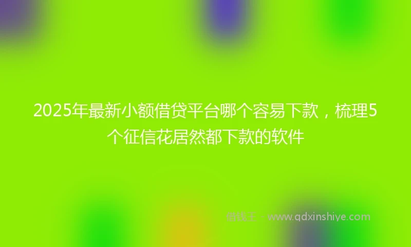 2025年最新小额借贷平台哪个容易下款，梳理5个征信花居然都下款的软件