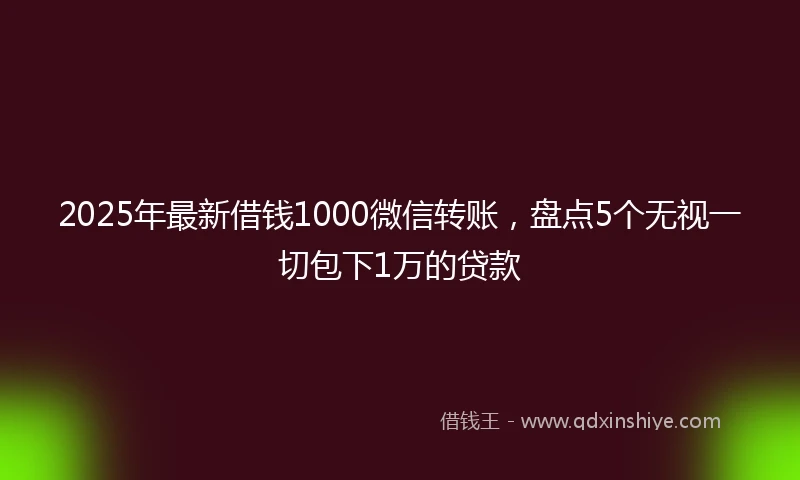 2025年最新借钱1000微信转账，盘点5个无视一切包下1万的贷款