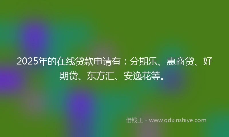 2025年的在线贷款申请有：分期乐、惠商贷、好期贷、东方汇、安逸花等。
