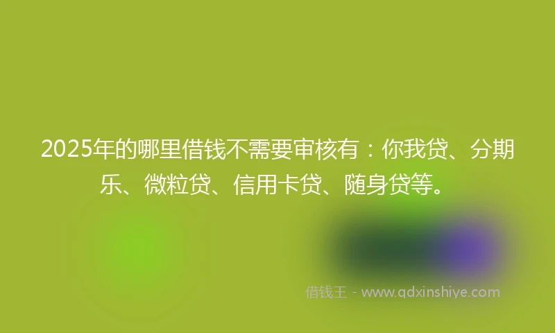 2025年的哪里借钱不需要审核有：你我贷、分期乐、微粒贷、信用卡贷、随身贷等。