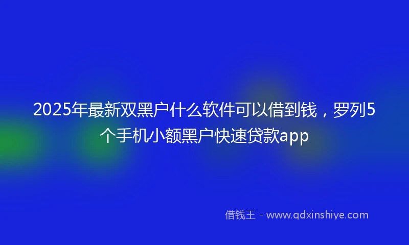 2025年最新双黑户什么软件可以借到钱，罗列5个手机小额黑户快速贷款app