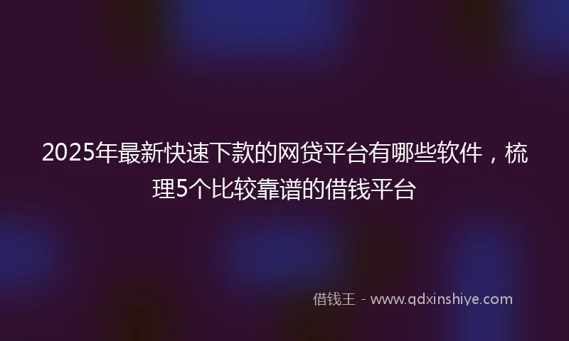 2025年最新快速下款的网贷平台有哪些软件，梳理5个比较靠谱的借钱平台