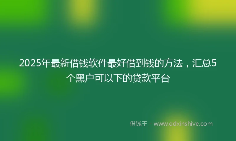 2025年最新借钱软件最好借到钱的方法，汇总5个黑户可以下的贷款平台