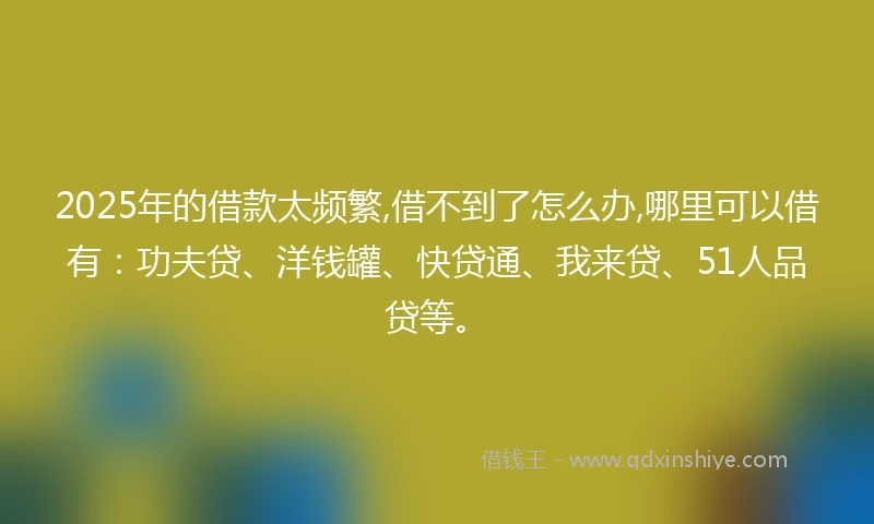 2025年的借款太频繁,借不到了怎么办,哪里可以借有：功夫贷、洋钱罐、快贷通、我来贷、51人品贷等。