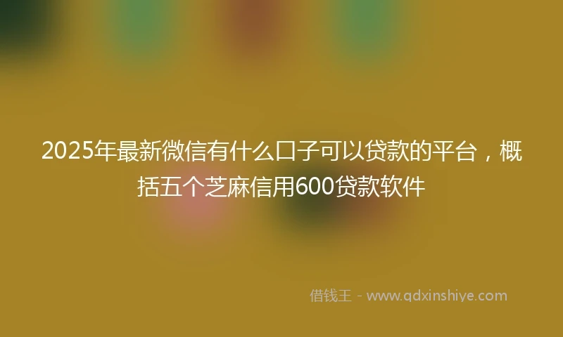 2025年最新微信有什么口子可以贷款的平台，概括五个芝麻信用600贷款软件