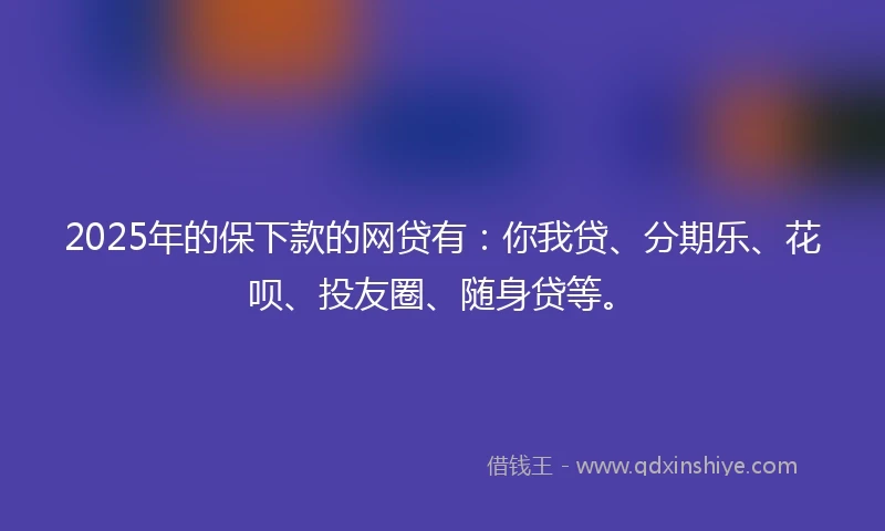 2025年的保下款的网贷有：你我贷、分期乐、花呗、投友圈、随身贷等。