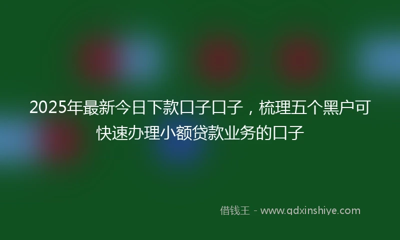 2025年最新今日下款口子口子，梳理五个黑户可快速办理小额贷款业务的口子