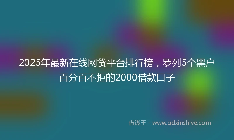 2025年最新在线网贷平台排行榜，罗列5个黑户百分百不拒的2000借款口子