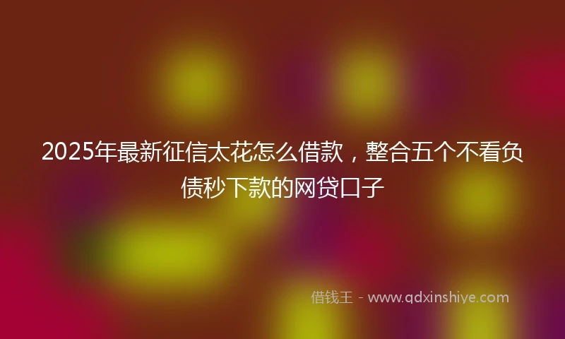2025年最新征信太花怎么借款，整合五个不看负债秒下款的网贷口子