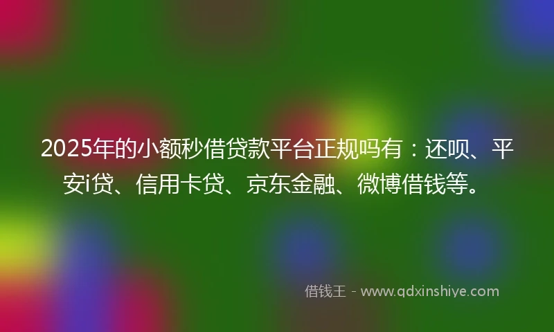 2025年的小额秒借贷款平台正规吗有：还呗、平安i贷、信用卡贷、京东金融、微博借钱等。