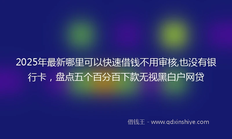2025年最新哪里可以快速借钱不用审核,也没有银行卡，盘点五个百分百下款无视黑白户网贷