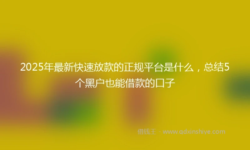 2025年最新快速放款的正规平台是什么，总结5个黑户也能借款的口子