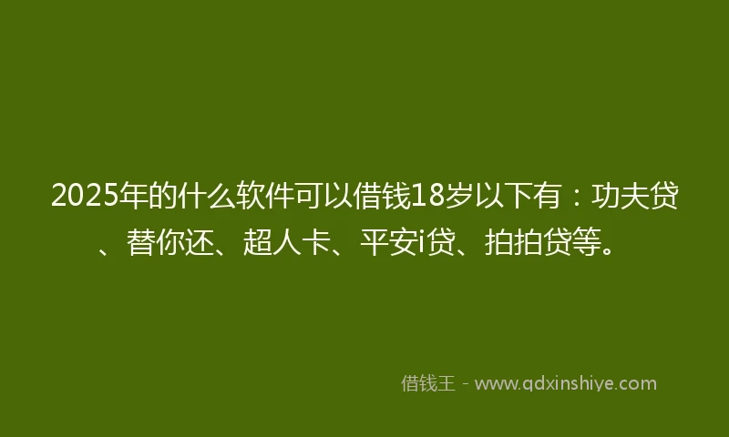 2025年的什么软件可以借钱18岁以下有：功夫贷、替你还、超人卡、平安i贷、拍拍贷等。