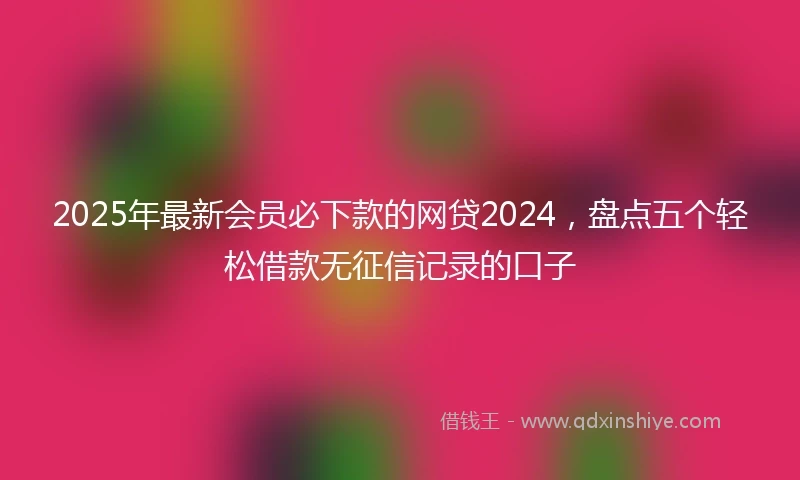 2025年最新会员必下款的网贷2024，盘点五个轻松借款无征信记录的口子