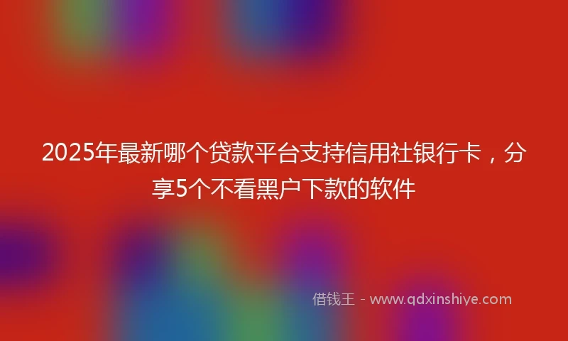 2025年最新哪个贷款平台支持信用社银行卡，分享5个不看黑户下款的软件