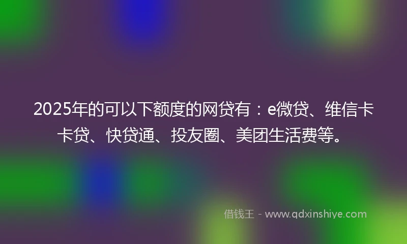 2025年的可以下额度的网贷有：e微贷、维信卡卡贷、快贷通、投友圈、美团生活费等。