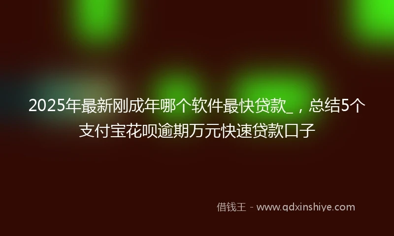 2025年最新刚成年哪个软件最快贷款_，总结5个支付宝花呗逾期万元快速贷款口子