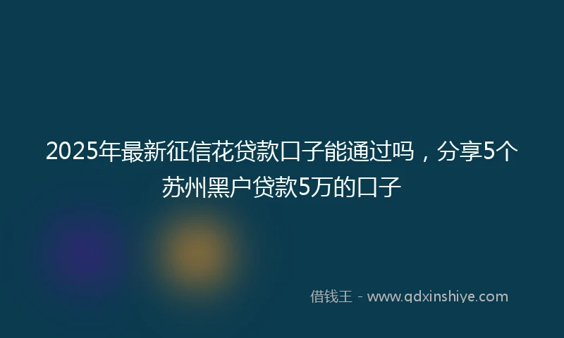 2025年最新征信花贷款口子能通过吗，分享5个苏州黑户贷款5万的口子