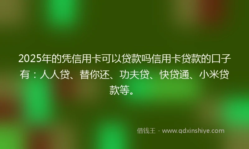 2025年的凭信用卡可以贷款吗信用卡贷款的口子有：人人贷、替你还、功夫贷、快贷通、小米贷款等。