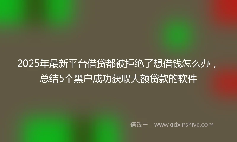2025年最新平台借贷都被拒绝了想借钱怎么办，总结5个黑户成功获取大额贷款的软件