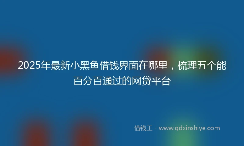 2025年最新小黑鱼借钱界面在哪里，梳理五个能百分百通过的网贷平台
