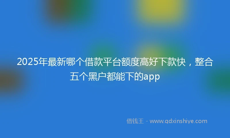 2025年最新哪个借款平台额度高好下款快，整合五个黑户都能下的app