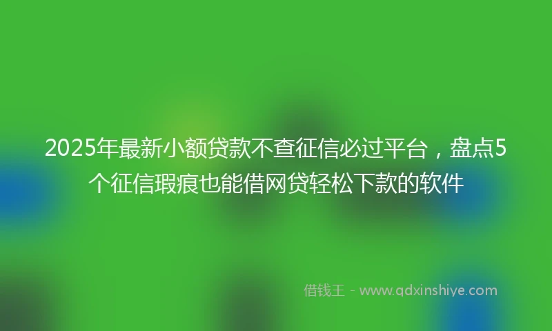 2025年最新小额贷款不查征信必过平台，盘点5个征信瑕疵也能借网贷轻松下款的软件