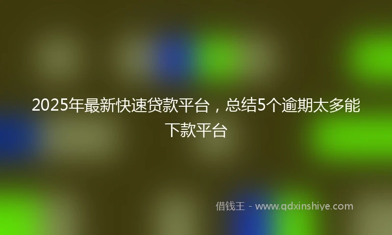 2025年最新快速贷款平台，总结5个逾期太多能下款平台