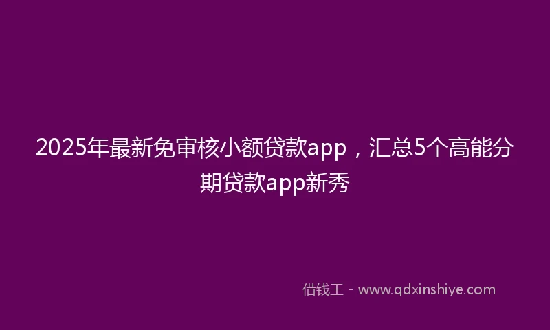 2025年最新免审核小额贷款app，汇总5个高能分期贷款app新秀