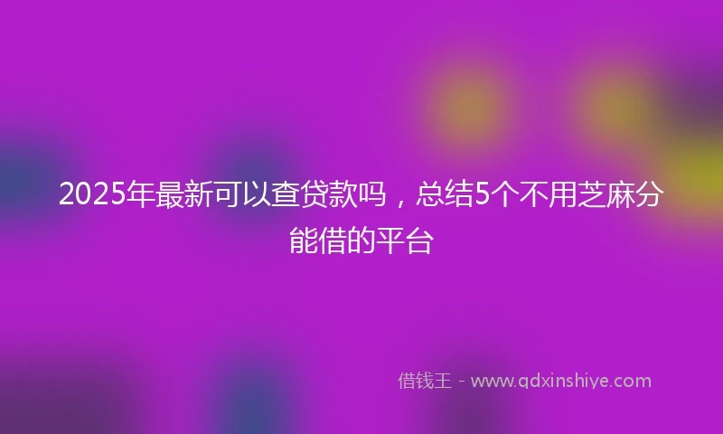 2025年最新可以查贷款吗，总结5个不用芝麻分能借的平台