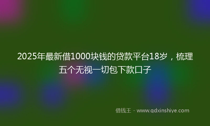 2025年最新借1000块钱的贷款平台18岁，梳理五个无视一切包下款口子