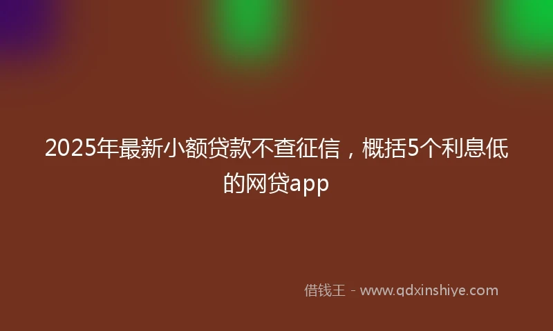 2025年最新小额贷款不查征信，概括5个利息低的网贷app