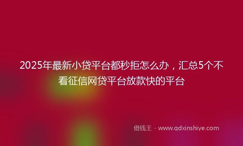 2025年最新小贷平台都秒拒怎么办，汇总5个不看征信网贷平台放款快的平台