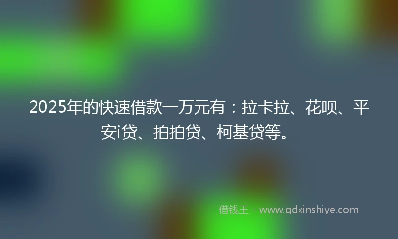 2025年的快速借款一万元有：拉卡拉、花呗、平安i贷、拍拍贷、柯基贷等。