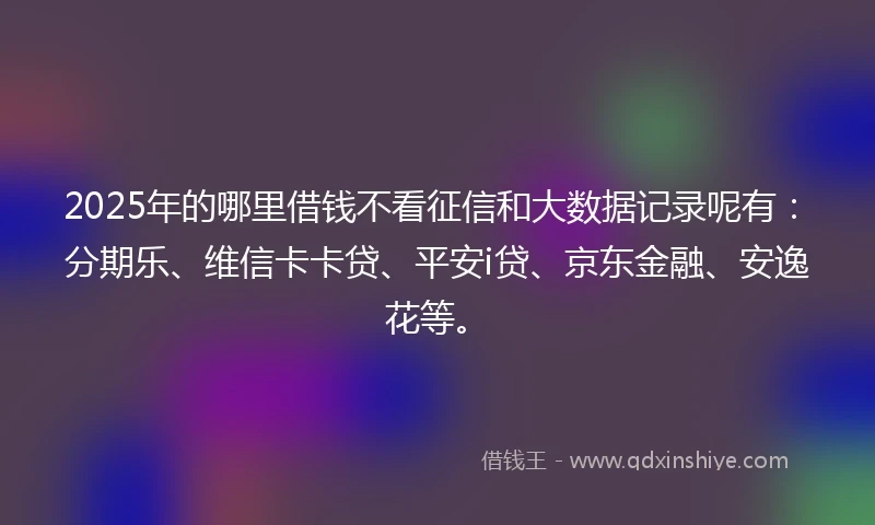 2025年的哪里借钱不看征信和大数据记录呢有：分期乐、维信卡卡贷、平安i贷、京东金融、安逸花等。