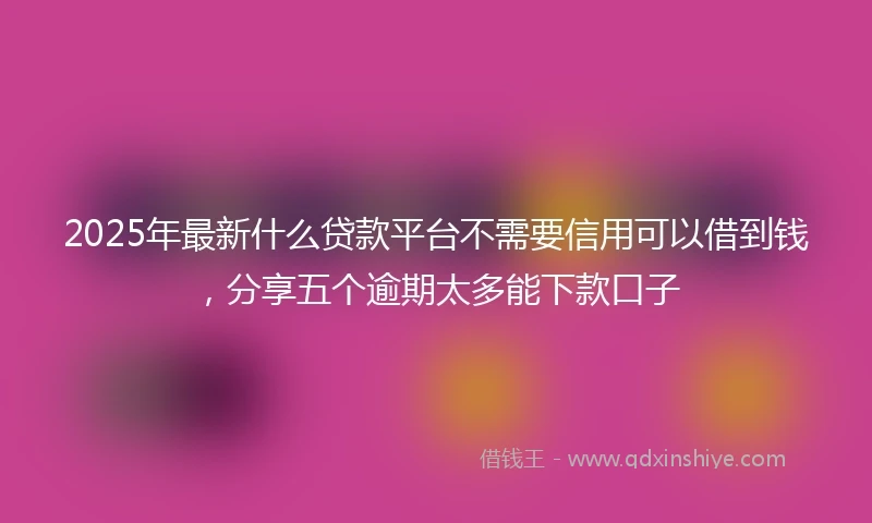 2025年最新什么贷款平台不需要信用可以借到钱，分享五个逾期太多能下款口子
