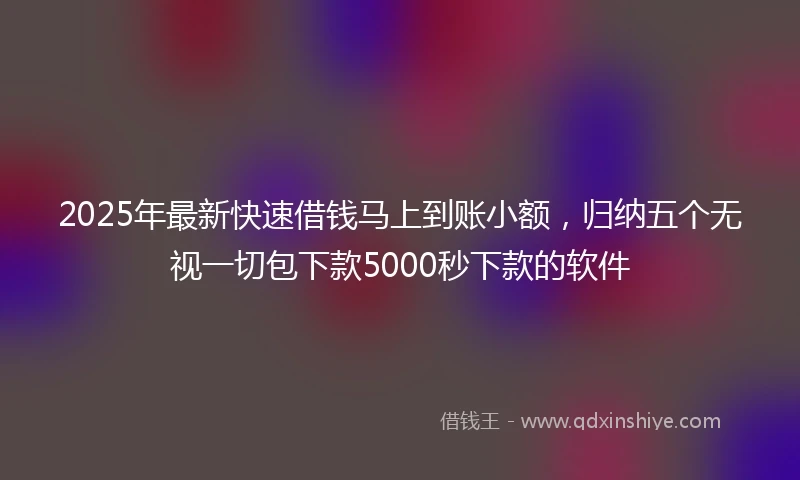 2025年最新快速借钱马上到账小额，归纳五个无视一切包下款5000秒下款的软件