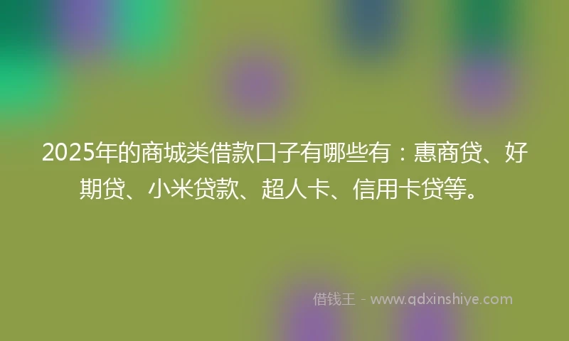 2025年的商城类借款口子有哪些有：惠商贷、好期贷、小米贷款、超人卡、信用卡贷等。