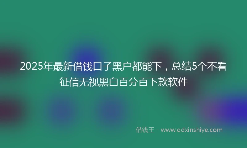 2025年最新借钱口子黑户都能下，总结5个不看征信无视黑白百分百下款软件
