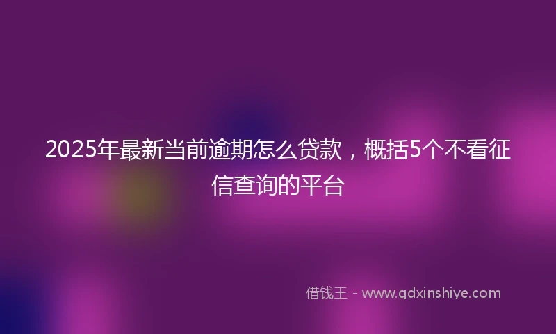 2025年最新当前逾期怎么贷款，概括5个不看征信查询的平台